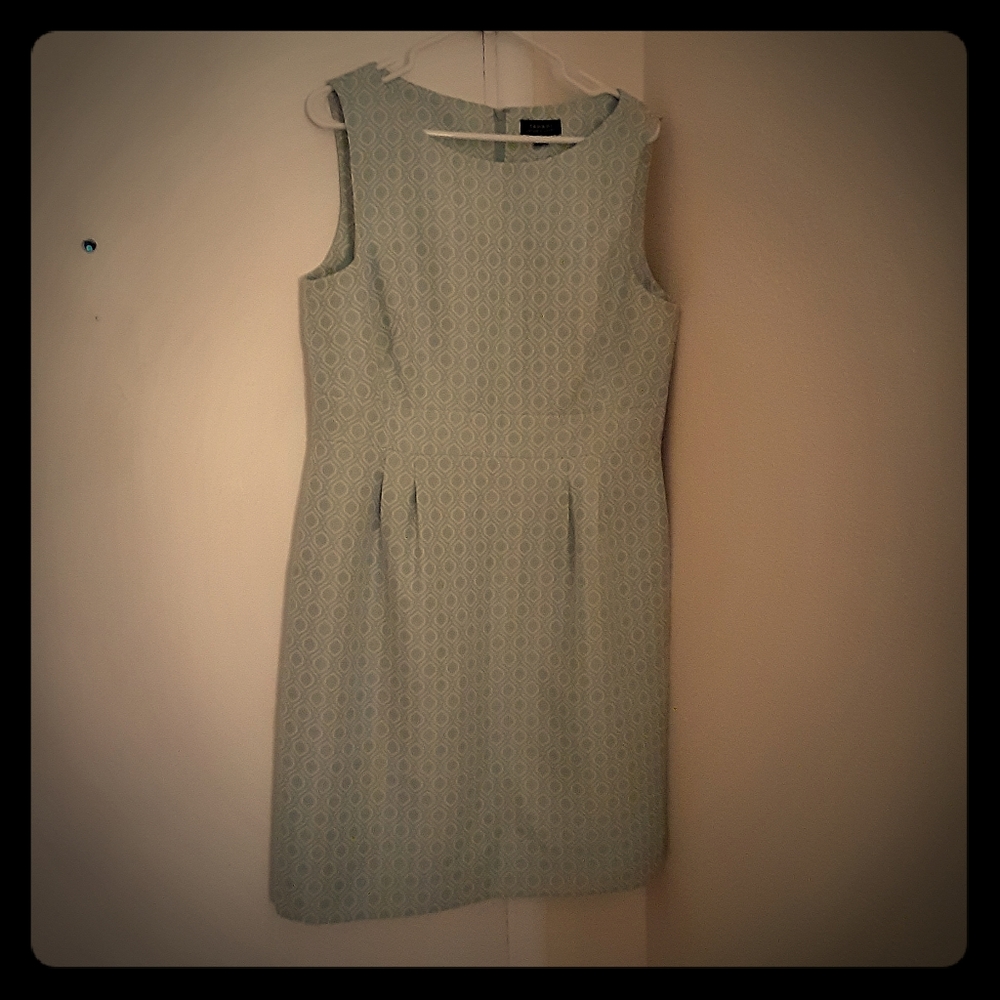 Mint-green and white, jacquard print, Tahari dress